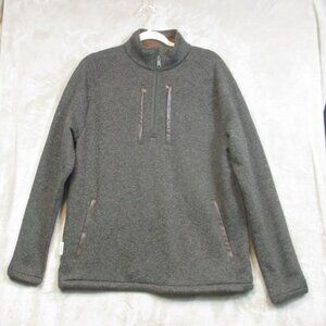 Tom Beckbe 1/4 Zip Fleece Pullover Mens Medium Olive/Brown EUC